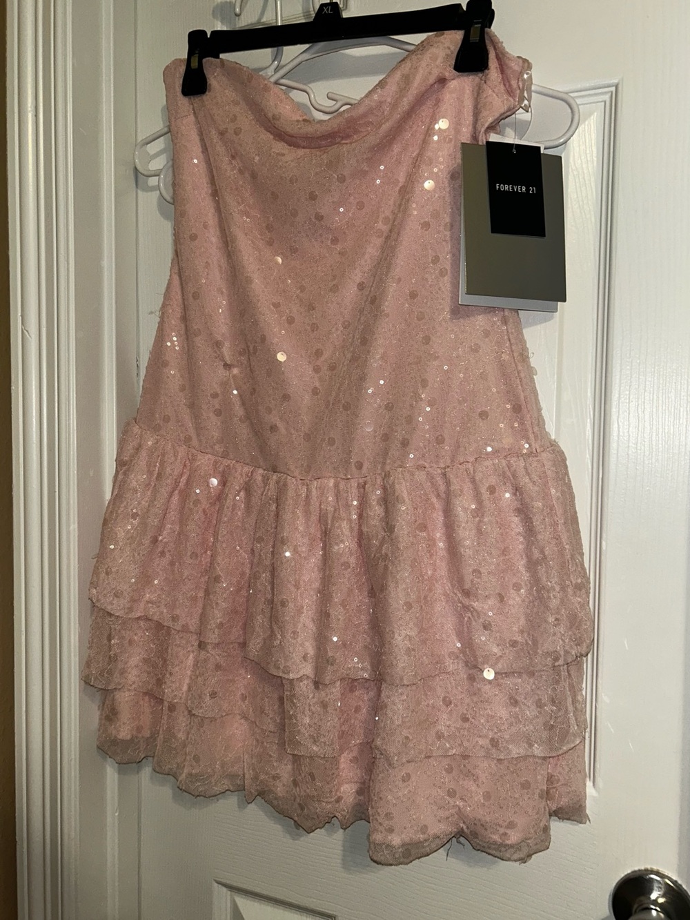 Forever 21 Women’s Blush Pink Sequin Tiered Dress